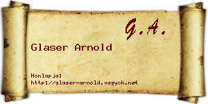 Glaser Arnold névjegykártya